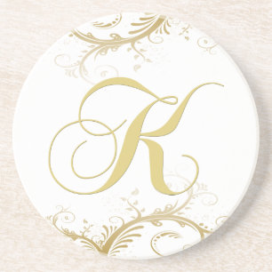Monogram Letter K Golden Vines Coaster