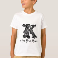 Monogram Letter K Personalised Name T-Shirt