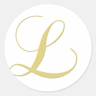 Monogram Letter L Golden Single Classic Round Sticker