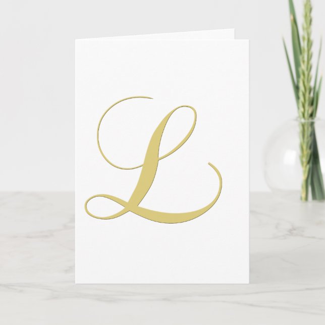 Monogram Letter L Golden Single Note Card (Front)