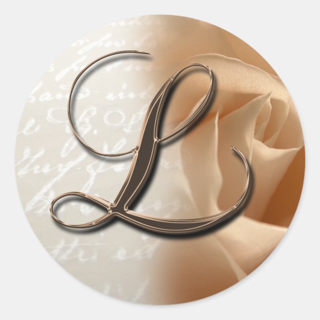 Monogram Letter L  Wedding Envelope Sticker (Front)