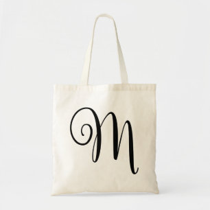 Monogram Letter "M" Budget Tote-Canvas Tote Bag