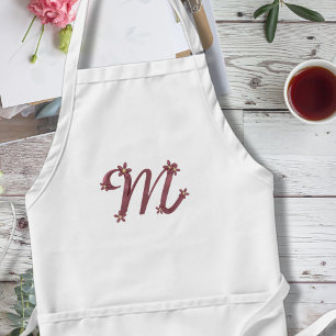 Monogram Letter M Elegant Rose Gold Floral Initial Standard Apron