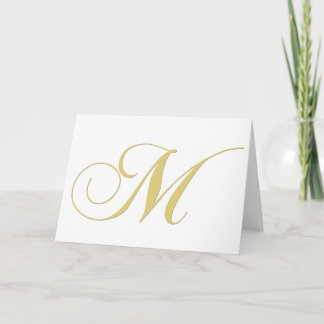 Monogram Letter M Golden Single Note Card