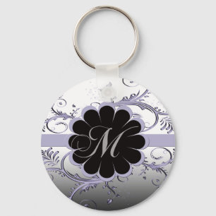 Monogram Letter M Violet Key Ring