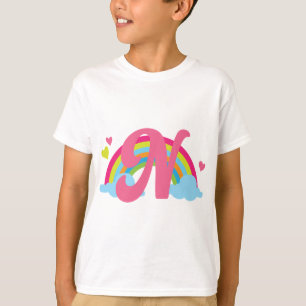 Monogram Letter N Alphabet Rainbow T-Shirt
