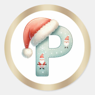 Monogram letter N, Santa hat Christmas Sticker
