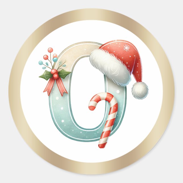 Monogram letter O, Santa hat Christmas  Sticker (Front)