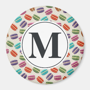 Monogram Letter on Colourful Macaron Pattern Magnet