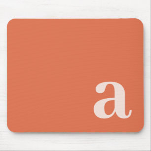 Monogram Letter Orange Minimalist Mouse Pad
