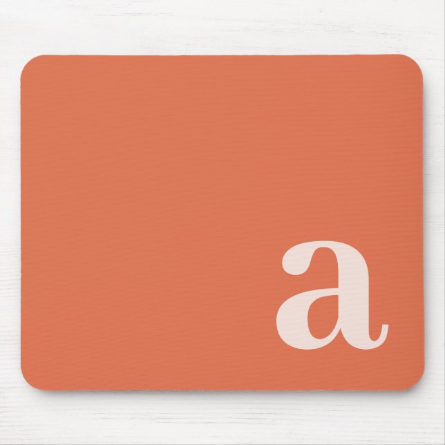 Monogram Letter Orange Minimalist Mouse Pad (Front)