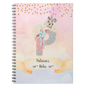 Monogram Letter P Baby Dog Girly Notebook