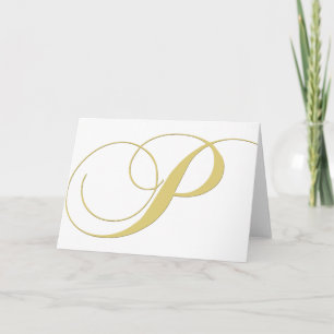 Monogram Letter P Golden Single Note Card