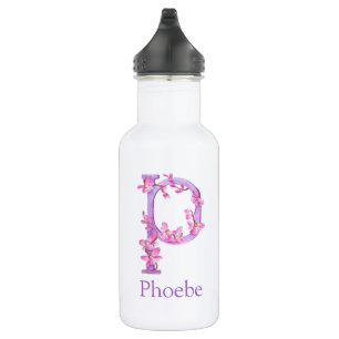 Monogram letter P name orchid pink purple 532 Ml Water Bottle