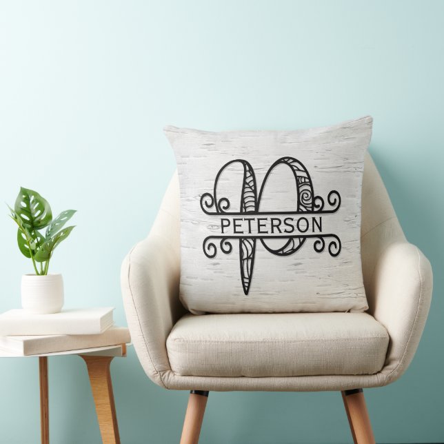 Monogram Letter P with Family Name Cushion (Chair)