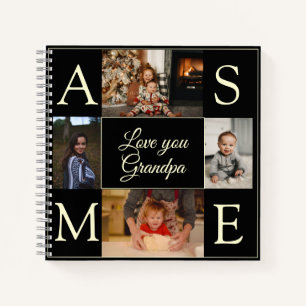 Monogram Letter Photo Grandpa Gift Notebook