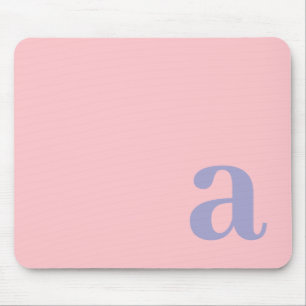 Monogram Letter Pink & Blue Minimalist Mouse Pad