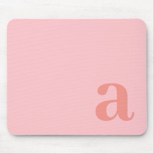 Monogram Letter Pink Minimalist Mouse Pad