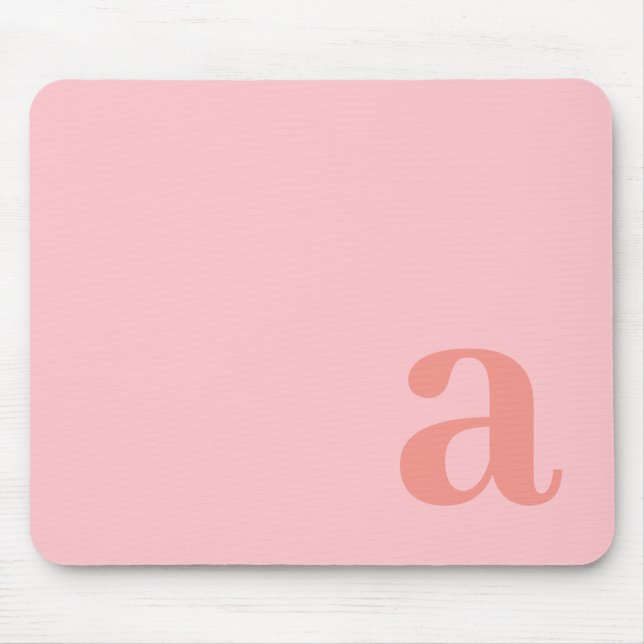 Monogram Letter Pink Minimalist Mouse Pad (Front)