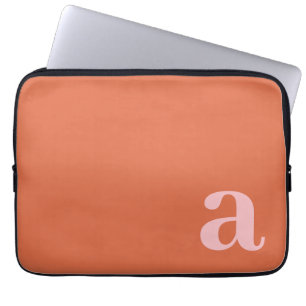 Monogram Letter Pink & Red Minimalist Laptop Sleeve