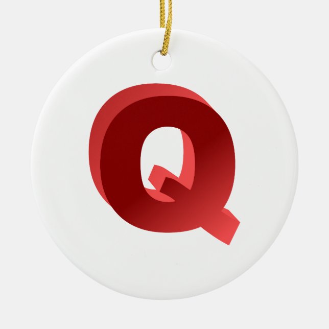 Monogram Letter Q Ceramic Tree Decoration (Front)