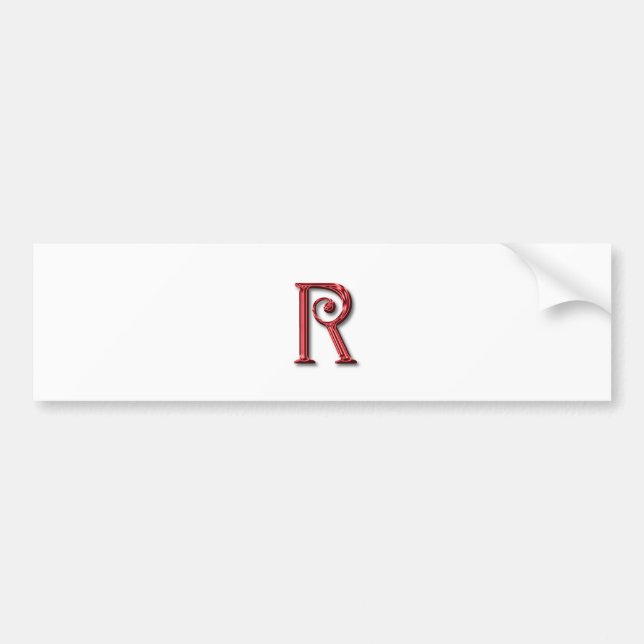 Monogram Letter R Bumper Sticker (Front)