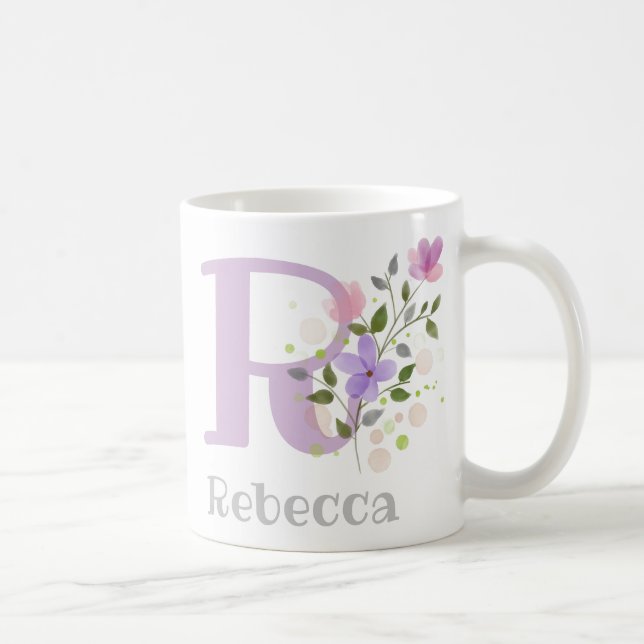 Monogram Letter R & Christian Name Coffee Mug (Right)