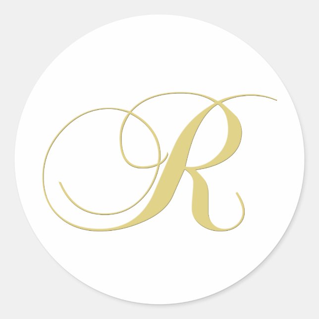 Monogram Letter R Golden Single Classic Round Sticker (Front)