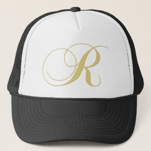 Monogram Letter R Golden Single Trucker Hat