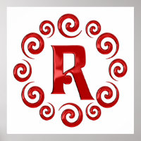 Monogram Letter R Red