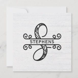 Monogram Letter S with Family Name Card