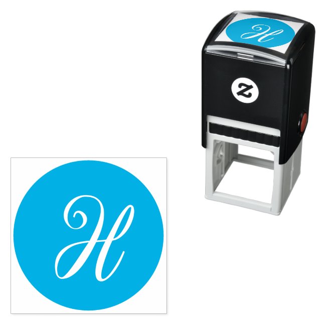 Monogram Letter Script Serif Font Text Self-inking Stamp (In Situ)