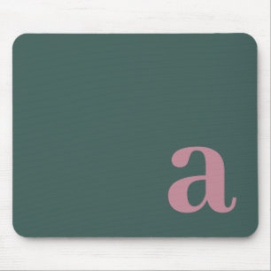 Monogram Letter Sea Green & Purple Minimalist Mouse Pad