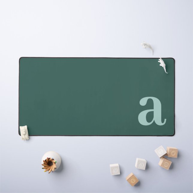 Monogram Letter Sea Green & Teal Minimalist Desk Mat (Kids Table)