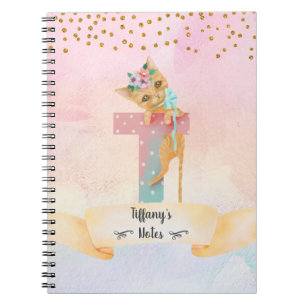 Monogram Letter T Kitten Girly Notebook