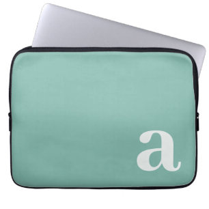 Monogram Letter Teal Blue Minimalist Laptop Sleeve