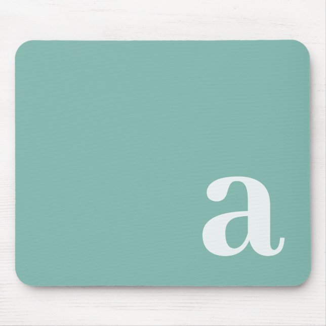 Monogram Letter Teal Blue Minimalist Mouse Pad (Front)