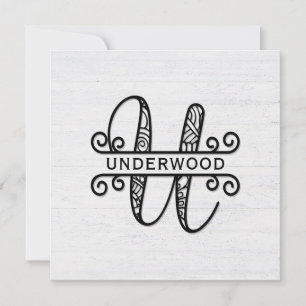 Monogram Letter U with Family Name Card