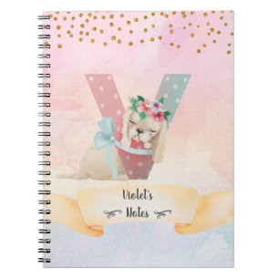 Monogram Letter V Baby Dog Girly Notebook