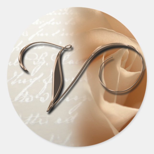 Monogram Letter V Wedding Envelope Seal (Front)