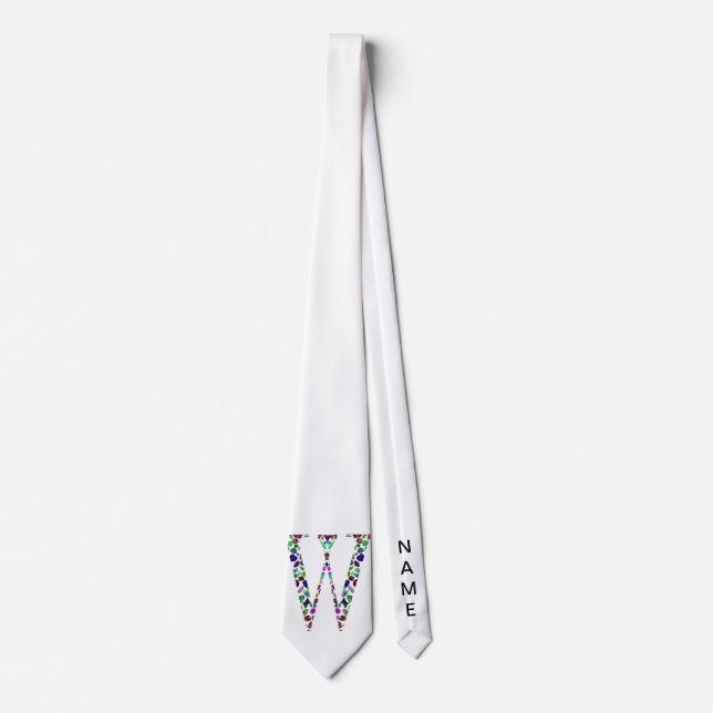 Monogram Letter W – Gemstone Initial Design Tie (Front)