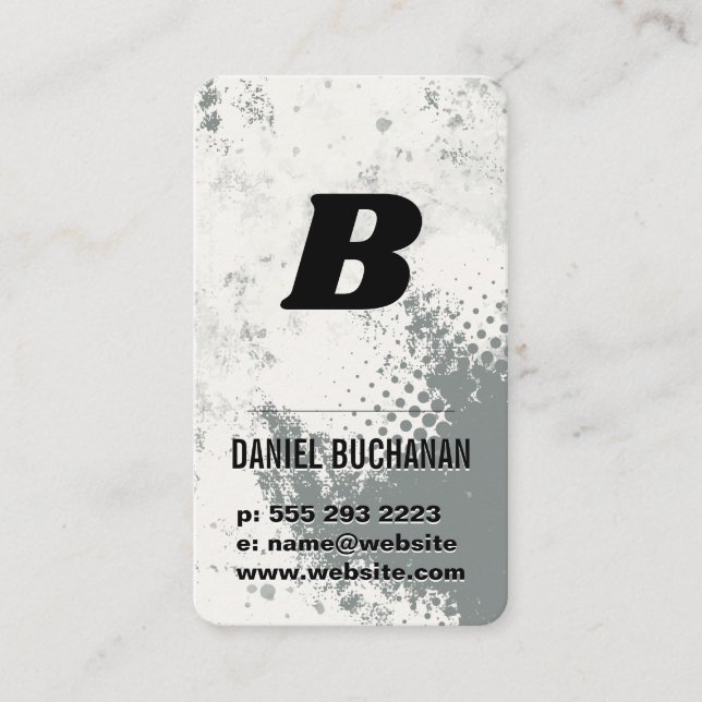 Monogram Letter | White Grey Texture Business Card (Front)