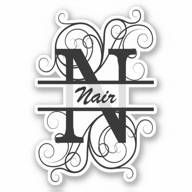 Monogram letter with swirls ; space for your name (Front)