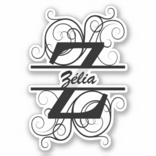 Monogram letter with swirls ; space for your name