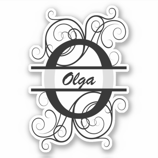 Monogram letter with swirls ; space for your name (Front)