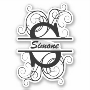 Monogram letter with swirls ; space for your name