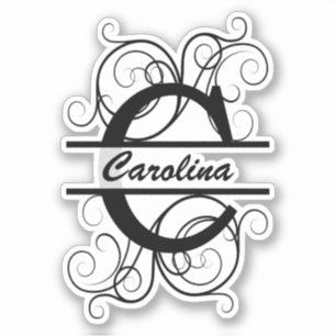 Monogram letter with swirls ; space for your name