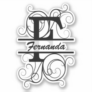 Monogram letter with swirls ; space for your name