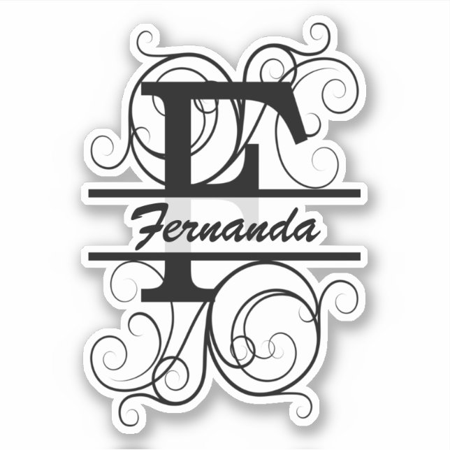 Monogram letter with swirls ; space for your name (Front)