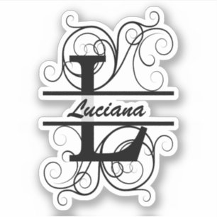 Monogram letter with swirls ; space for your name